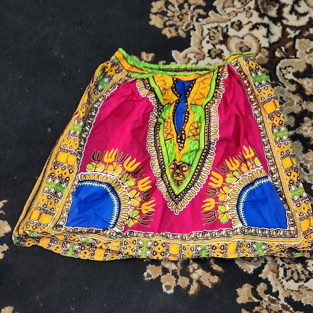 Women's Colorful Dashiki Skirt; Medium